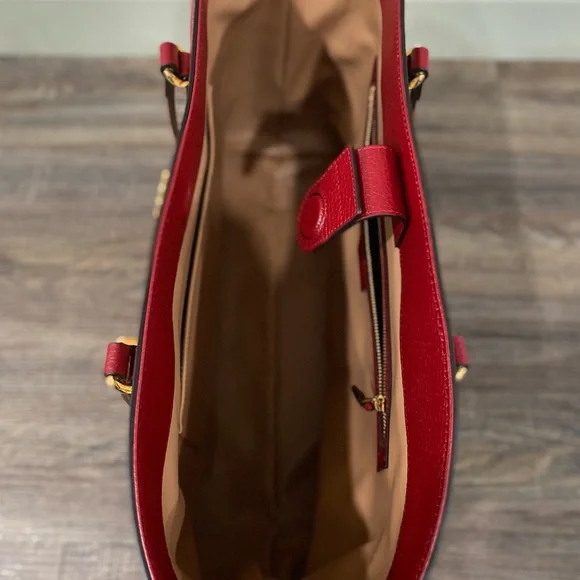 ⭐️SOLD ⭐️New Red Gucci GG Raffia Medium Ophidia Tote - Picture 9 of 11